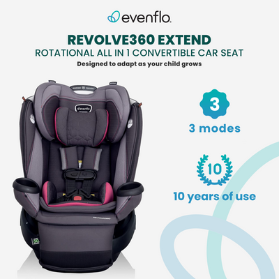 Evenflo Extend Rotational All in 1 Convertible Car Seat, Rowe Pink (Open Box)