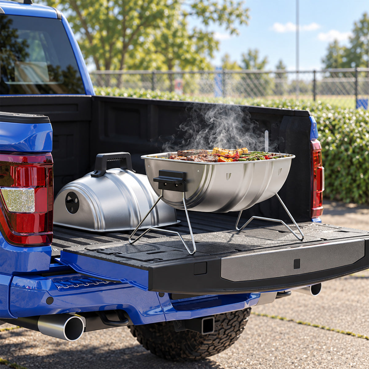 Americana Grills Keg A Que Charcoal BBQ Portable Grill, 186 Square Inch, Silver