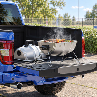 Americana Grills Keg A Que Charcoal BBQ Portable Grill, 186 Square Inch, Silver