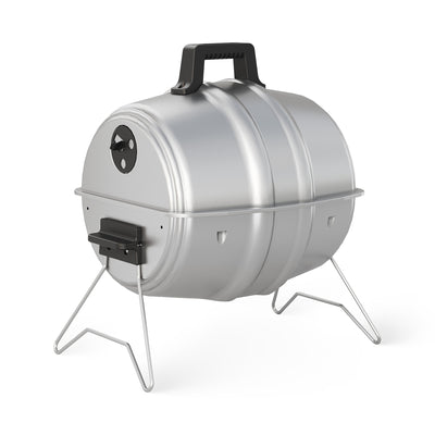 Americana Grills Keg A Que Charcoal BBQ Portable Grill, 186 Sq In, Silver (Used)