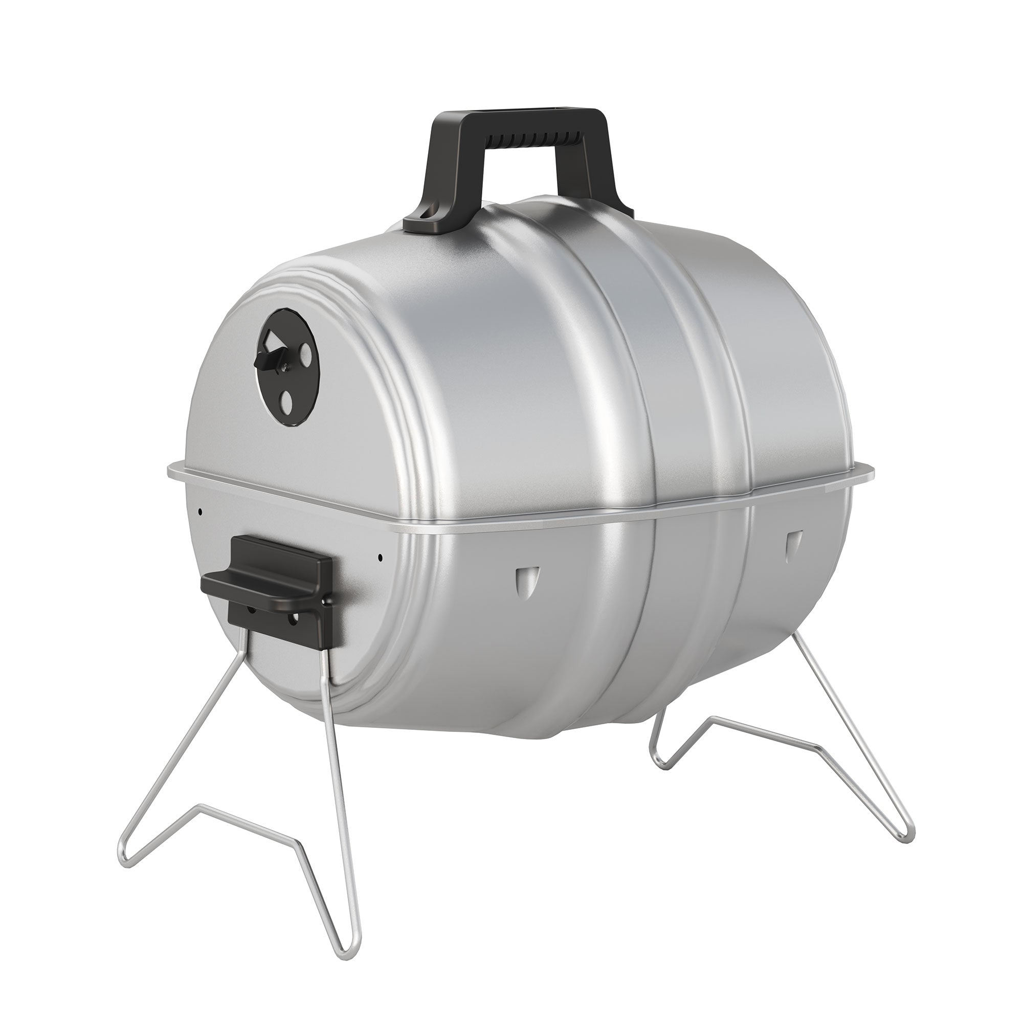 Americana Grills Keg A Que Charcoal BBQ Portable Grill, 186 Sq In, Silver (Used)