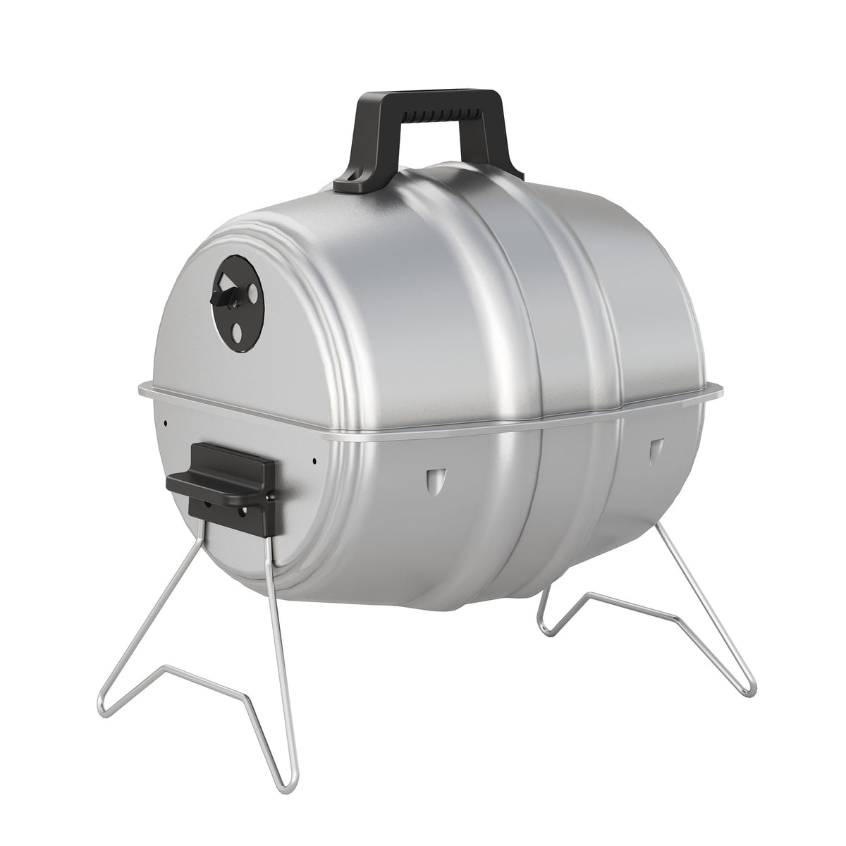 Americana Grills Keg A Que Charcoal BBQ Portable Grill, 186 Sq In, Silver (Used)