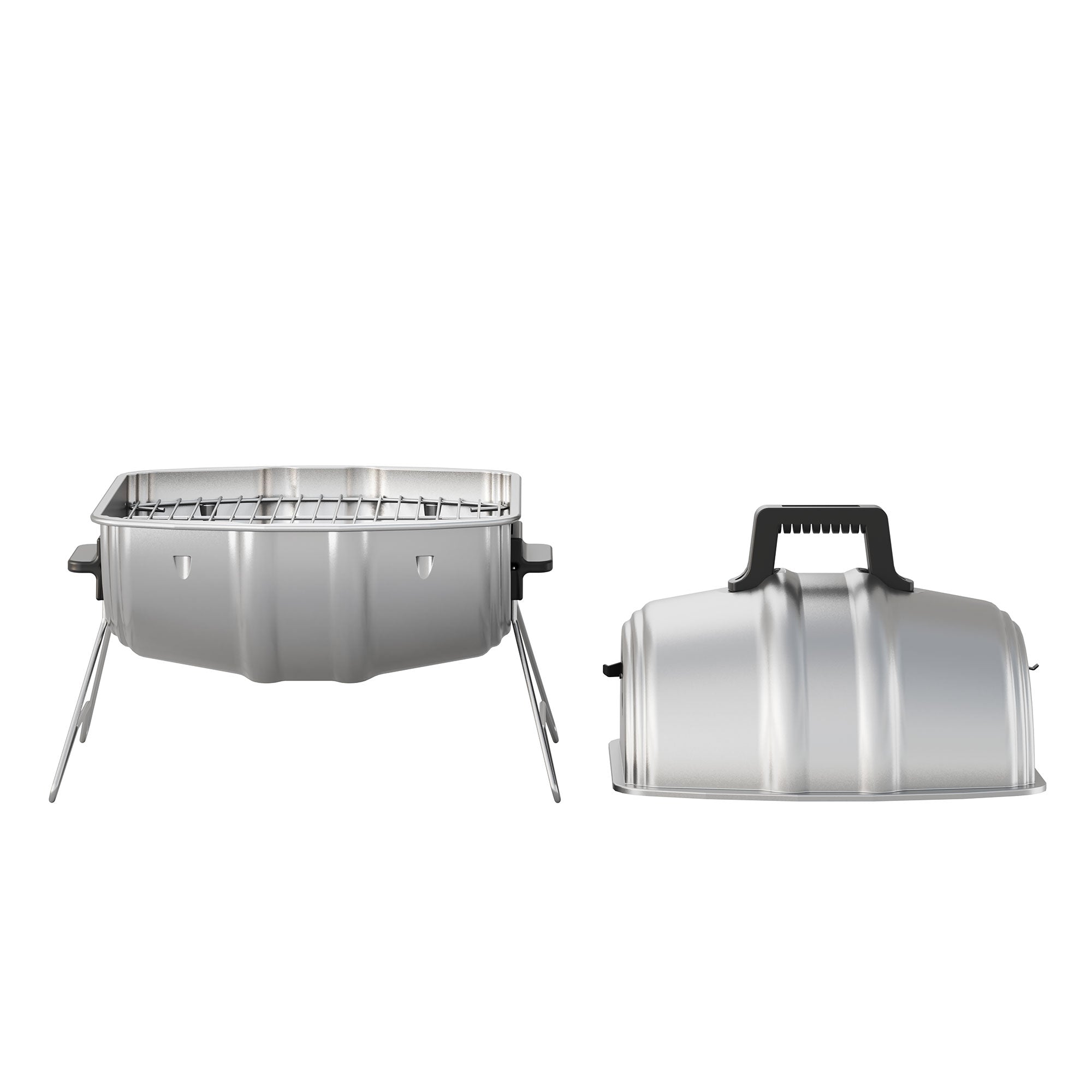 Americana Grills Keg A Que Charcoal BBQ Portable Grill, 186 Square Inch, Silver (Used)