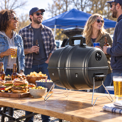 Americana Grills Keg A Que Charcoal BBQ Portable Grill, 186 Square Inch, Black