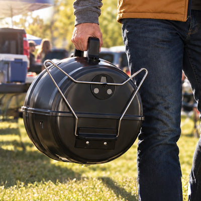 Americana Grills Keg A Que Charcoal BBQ Portable Grill, 186 Square Inch, Black