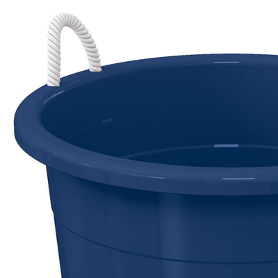Life Story 17 Gallon Round Open Storage Bucket with Rope Handles, Blue, 8 Pack