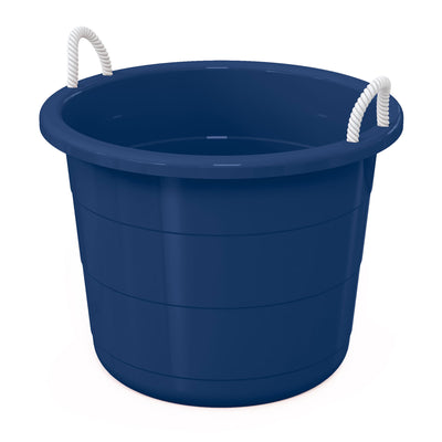 Life Story 17 Gallon Round Open Storage Bucket with Rope Handles, Blue, 8 Pack