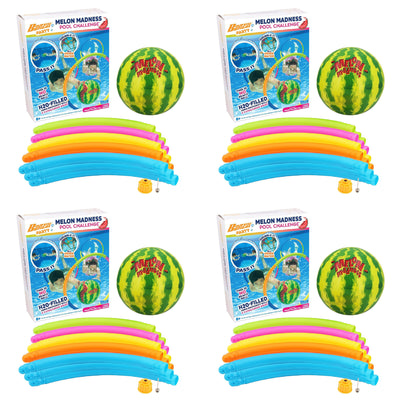Banzai Melon Madness Pool Challenge Water-Filled Ball with Target Hoop, 4 Pack