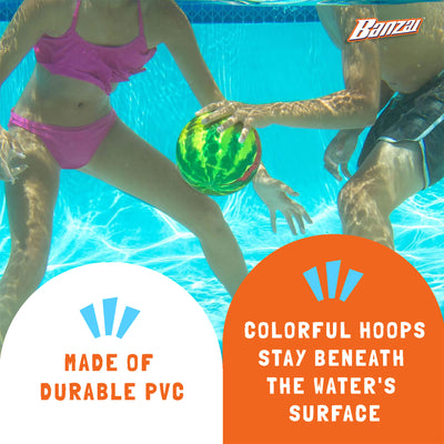 Banzai Melon Madness Pool Challenge Water-Filled Ball with Target Hoop, 4 Pack