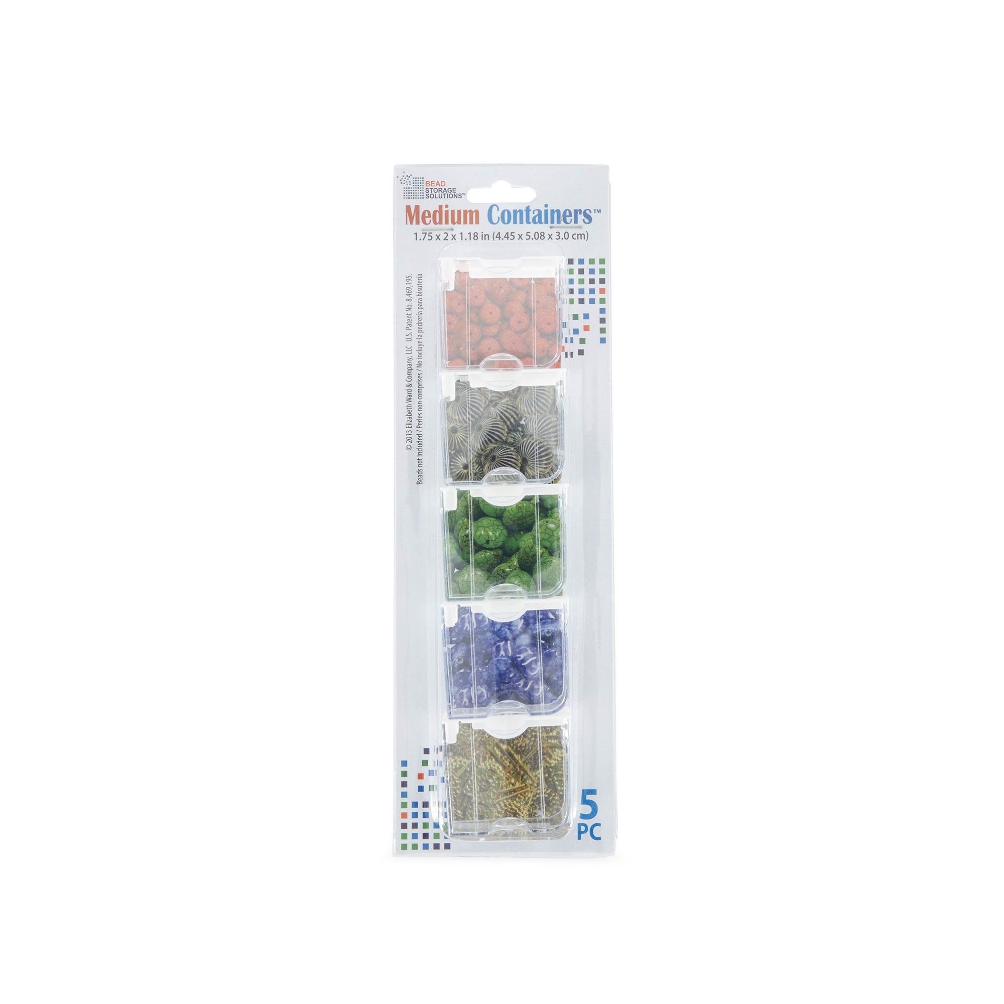 Elizabeth Ward Bead Storage Solutions 5 Piece Craft Supplies Containers, 2 Pack