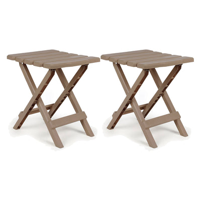 Camco Adirondack Portable Camping Plastic Folding Side Table, 2 Pack, Taupe - VMInnovations