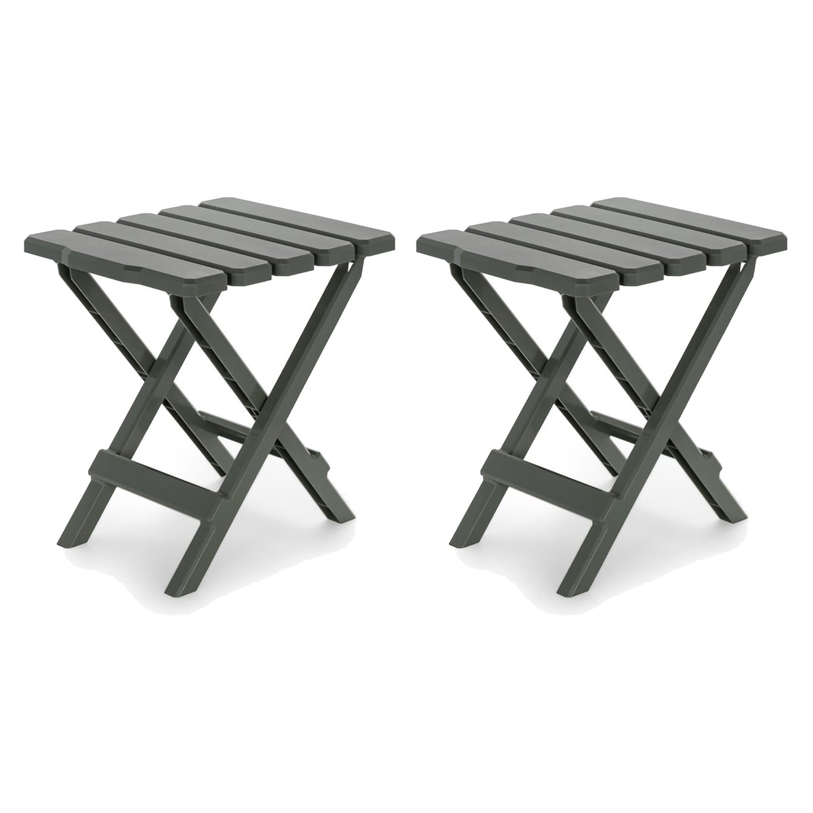 Camco Adirondack Outdoor Camping Small Plastic Folding Side Table, Sage (2 Pack) - VMInnovations