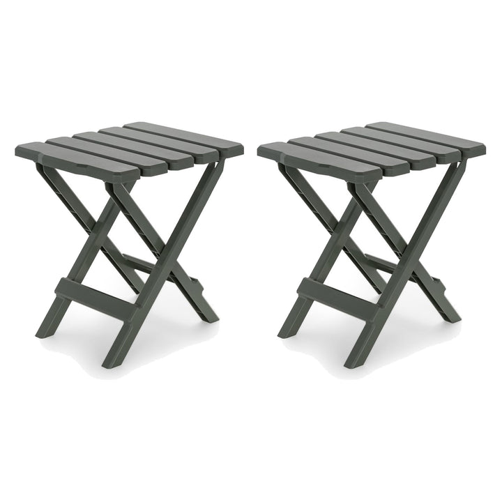 Camco Adirondack Outdoor Camping Small Plastic Folding Side Table, Sage (2 Pack)