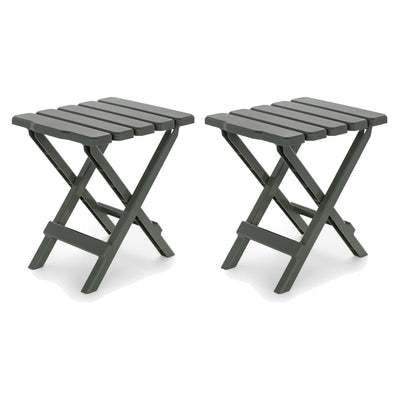 Camco Adirondack Outdoor Camping Small Plastic Folding Side Table, Sage (2 Pack)