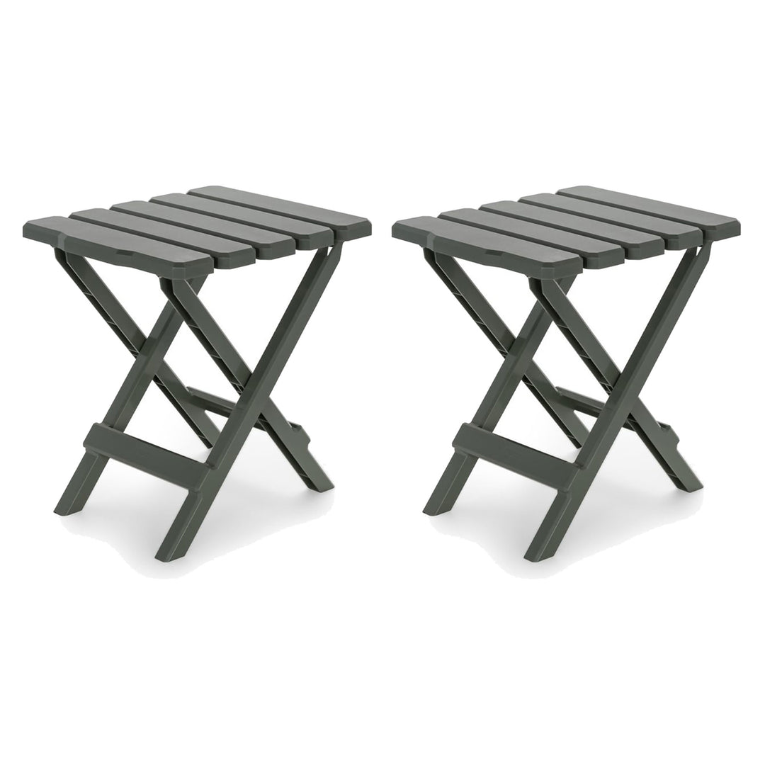 Camco Adirondack Camping Small Plastic Folding Side Table, Sage (2pk) (Open Box) - VMInnovations