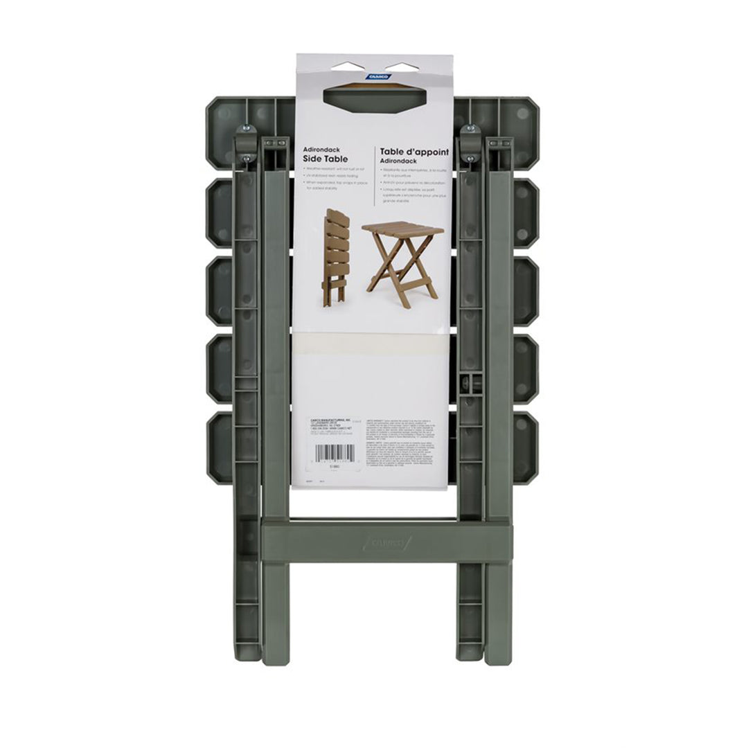 Camco Adirondack Camping Small Plastic Folding Side Table, Sage (2pk) (Open Box) - VMInnovations