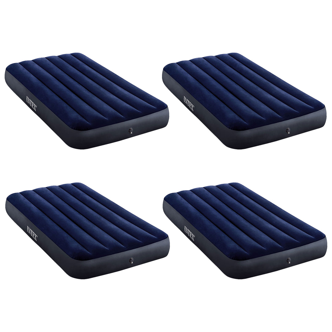 Intex Twin Size Downy Air Mattress Bed with Dura-Beam Technology, 4 Pack, Blue