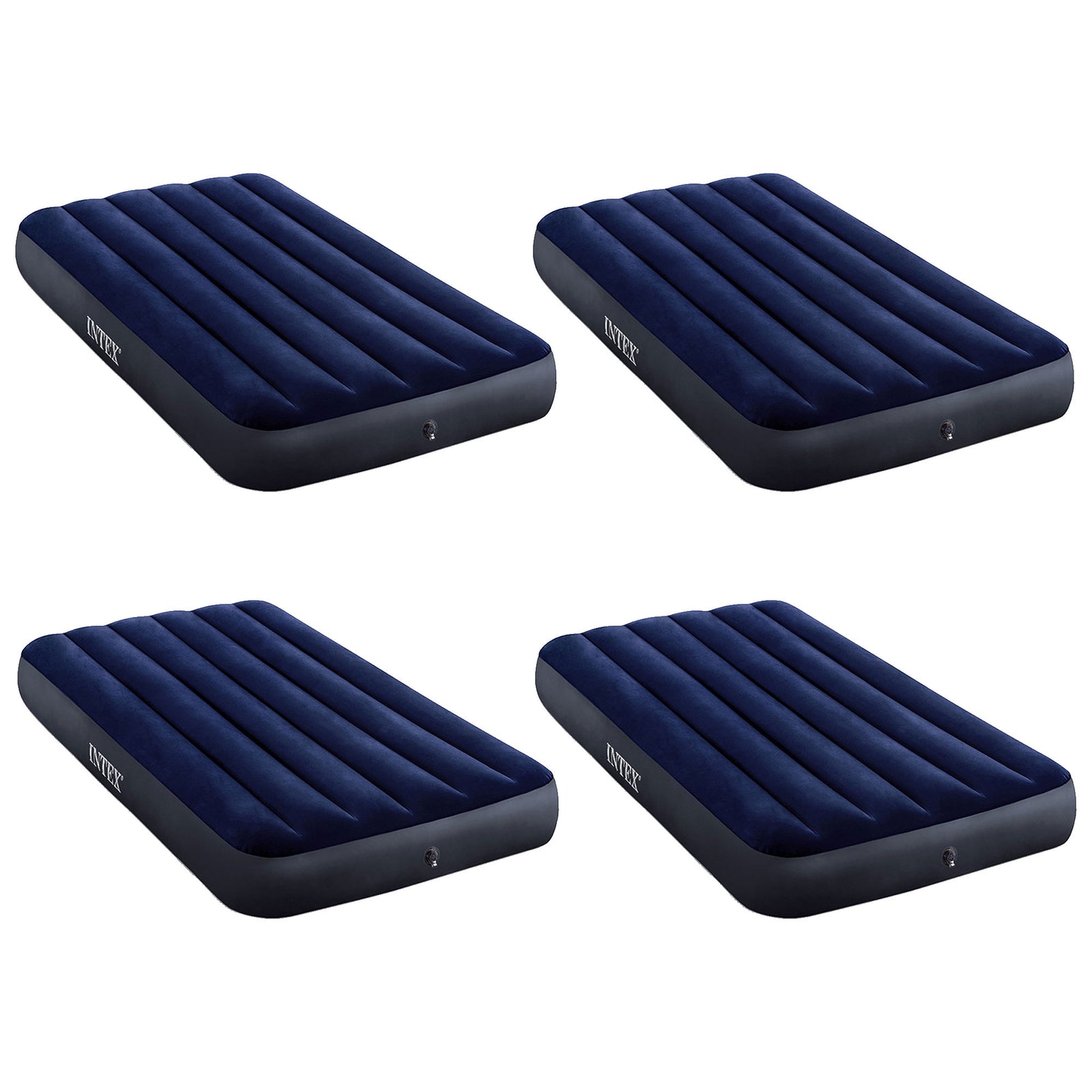 Intex Twin Size Downy Air Mattress Bed with Dura-Beam Technology, 4 Pack, Blue - VMInnovations