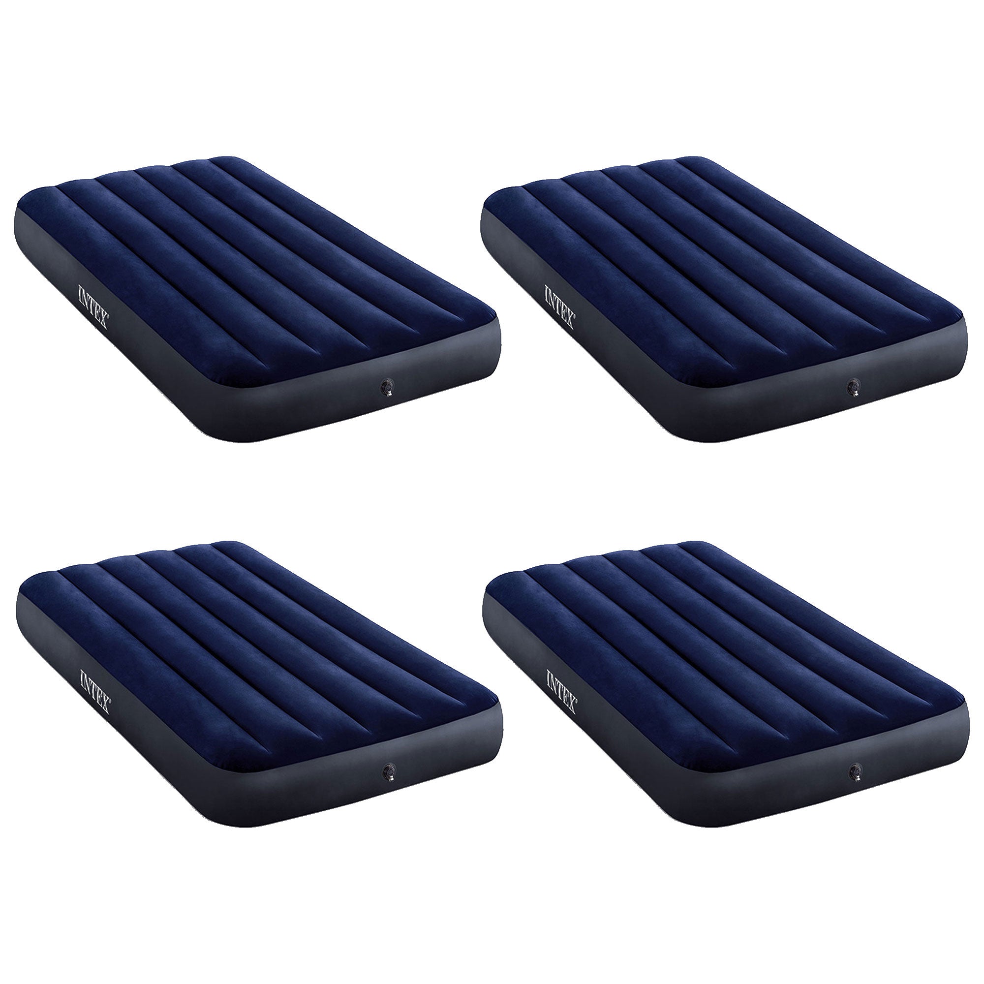 Intex Twin Size Downy Air Mattress Bed with Dura-Beam Technology, 4 Pack, Blue - VMInnovations
