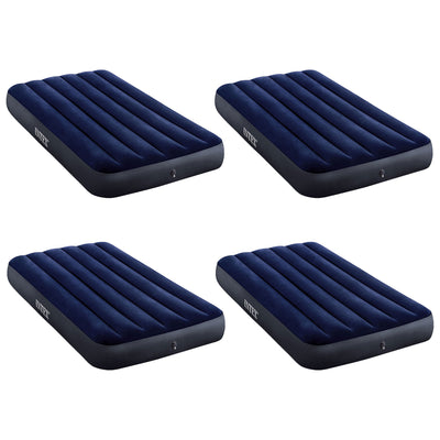 Intex Twin Size Downy Air Mattress Bed with Dura-Beam Technology, 4 Pack, Blue - VMInnovations