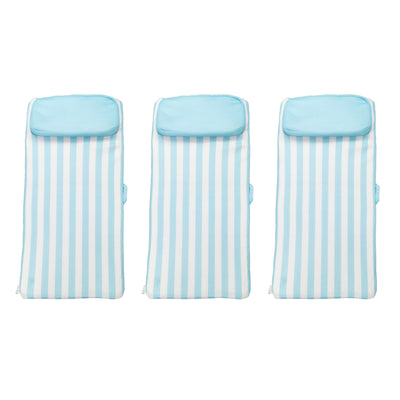 Comfy Floats No Inflate Sun Bed Water Lounger Pool Float w/Pillow, Blue (3 Pack) - VMInnovations
