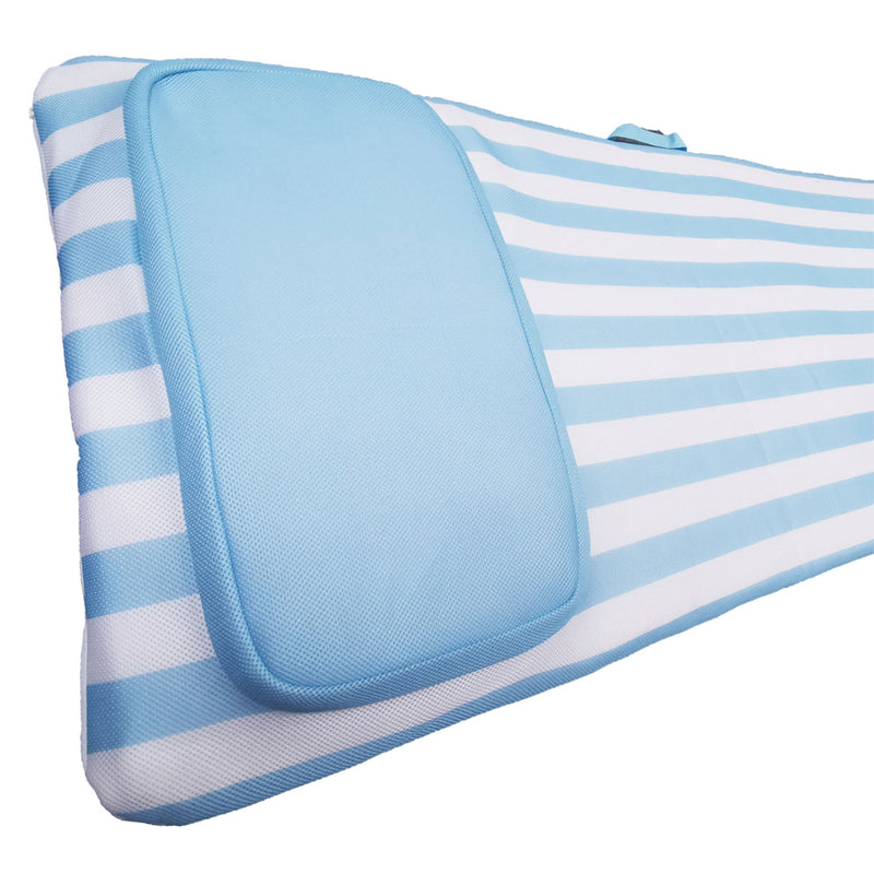 Comfy Floats No Inflate Sun Bed Water Lounger Pool Float w/Pillow, Blue (3 Pack)