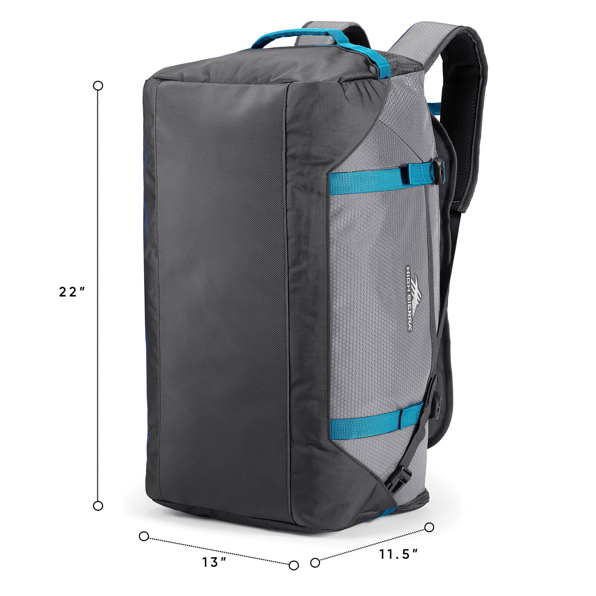 High Sierra Fairlead Travel Duffel Backpack Gym Bag, 6 Pack, Steel Gray/Blue