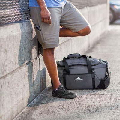 High Sierra Fairlead Travel Duffel Backpack Gym Bag, 6 Pack, Steel Gray/Blue