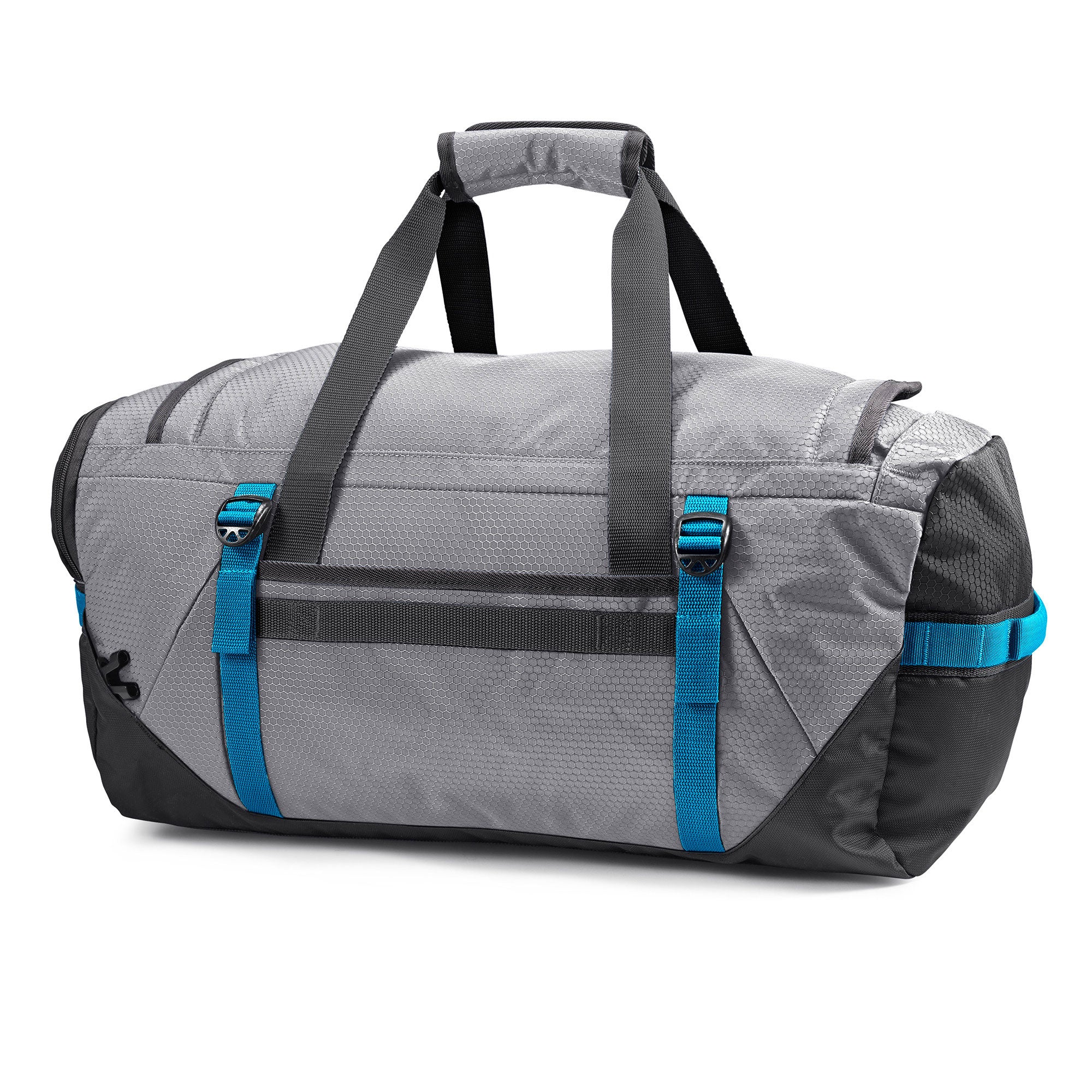 High Sierra Fairlead Travel Duffel Backpack Gym Bag, 6 Pack, Steel Gray/Blue
