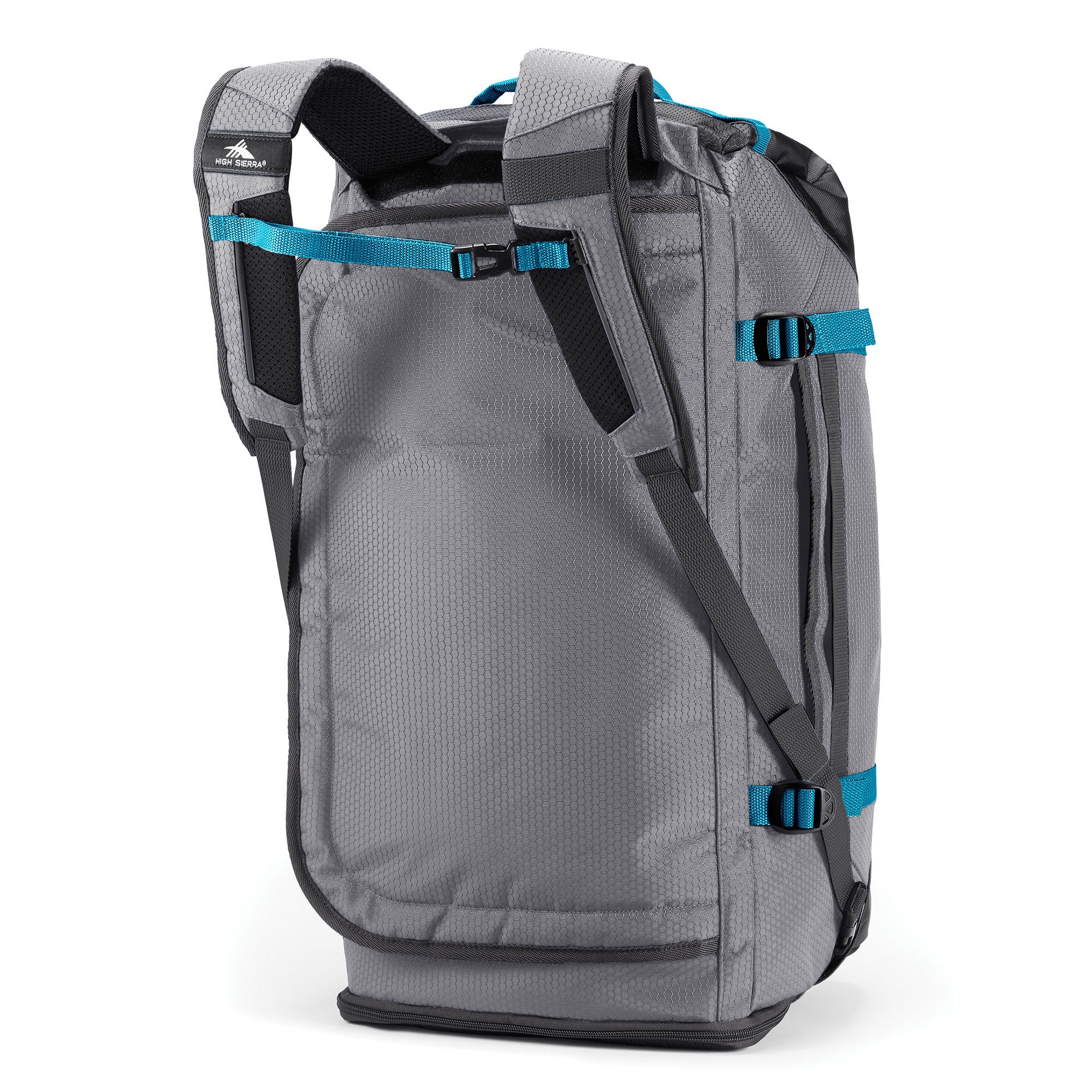 High Sierra Fairlead Travel Duffel Backpack Gym Bag, 6 Pack, Steel Gray/Blue