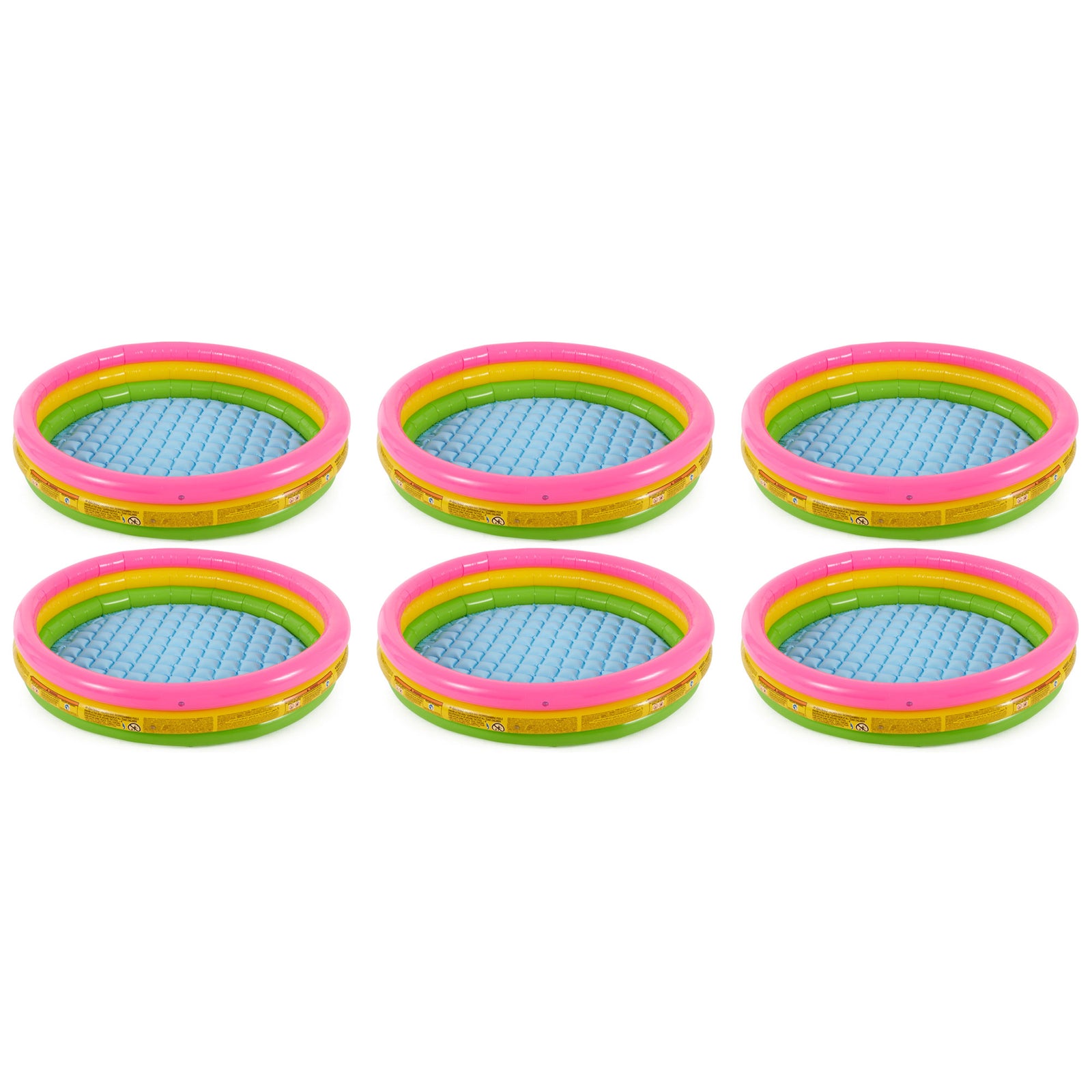 Intex 58" x 13" Inflatable Sunset Glow Backyard Kids Vinyl Splash Pool, 6 Pack - VMInnovations