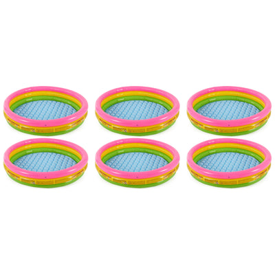 Intex 58" x 13" Inflatable Sunset Glow Backyard Kids Vinyl Splash Pool, 6 Pack - VMInnovations