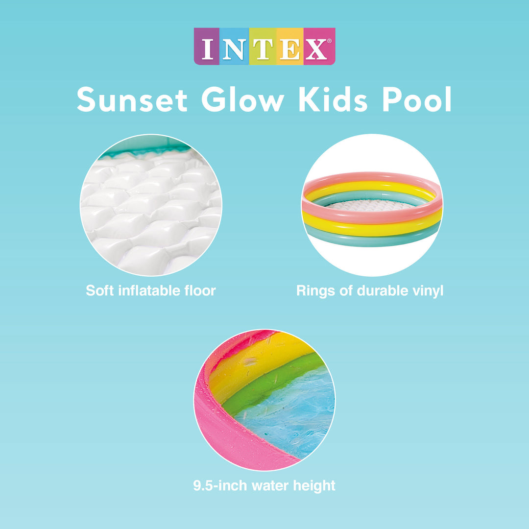 Intex 58" x 13" Inflatable Sunset Glow Backyard Kids Vinyl Splash Pool, 6 Pack