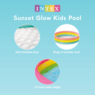Intex 58" x 13" Inflatable Sunset Glow Backyard Kids Vinyl Splash Pool, 6 Pack - VMInnovations