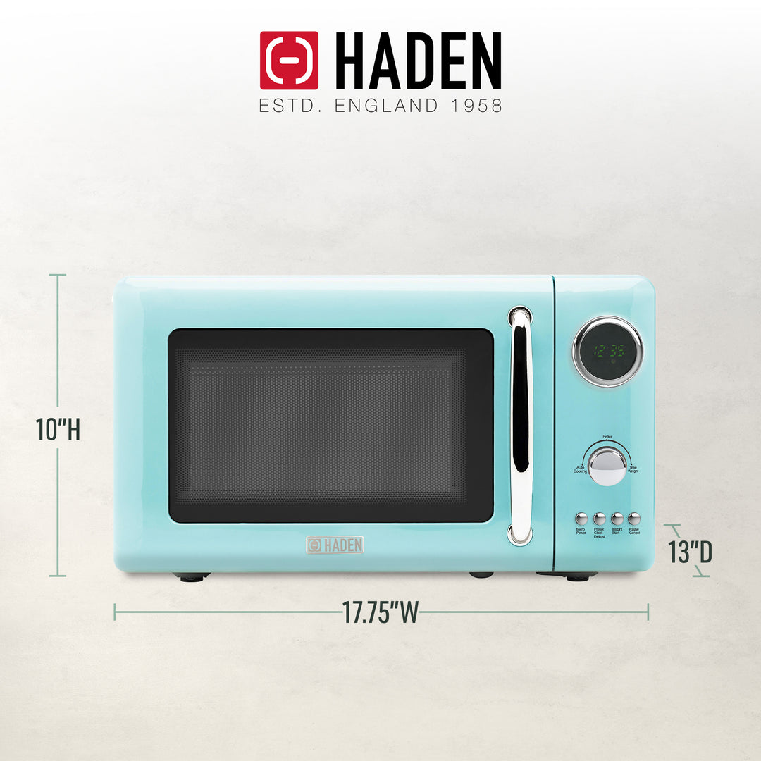 Haden 700W .7 Cubic Foot Microwave Oven w/Digital Controls, Turquoise (Open Box)