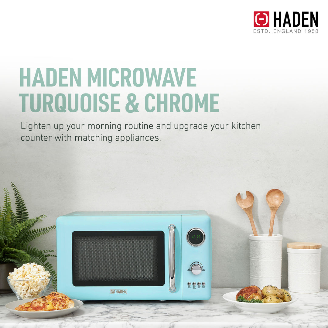 Haden 700W .7 Cubic Foot Microwave Oven w/Digital Controls, Turquoise (Open Box)