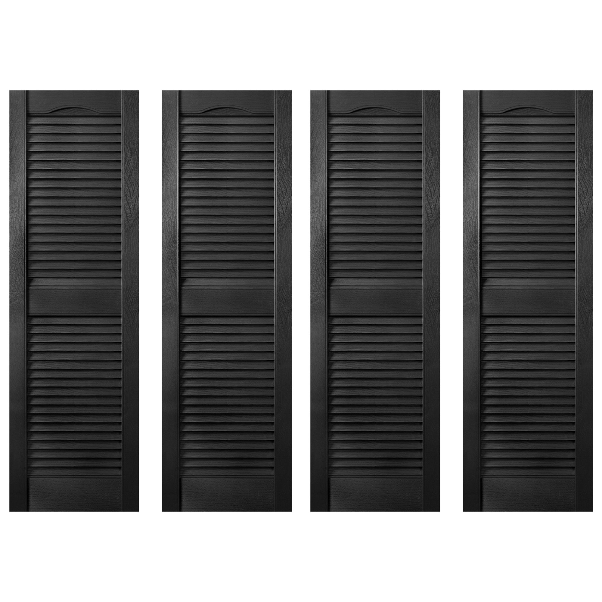 Plastic Development Group 14 x 51 Inch Vinyl Louvered Shutters, 4 Pack, Black - VMInnovations