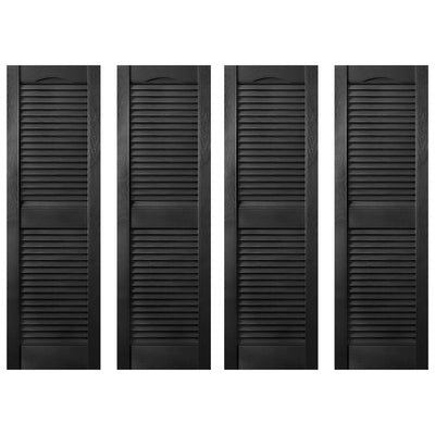 Plastic Development Group 14 x 51 Inch Vinyl Louvered Shutters, 4 Pack, Black - VMInnovations