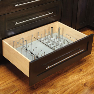Rev-A-Shelf Kitchen Drawer Lid Organizer for Drawer Peg Boards, 2 Pack, Chrome - VMInnovations