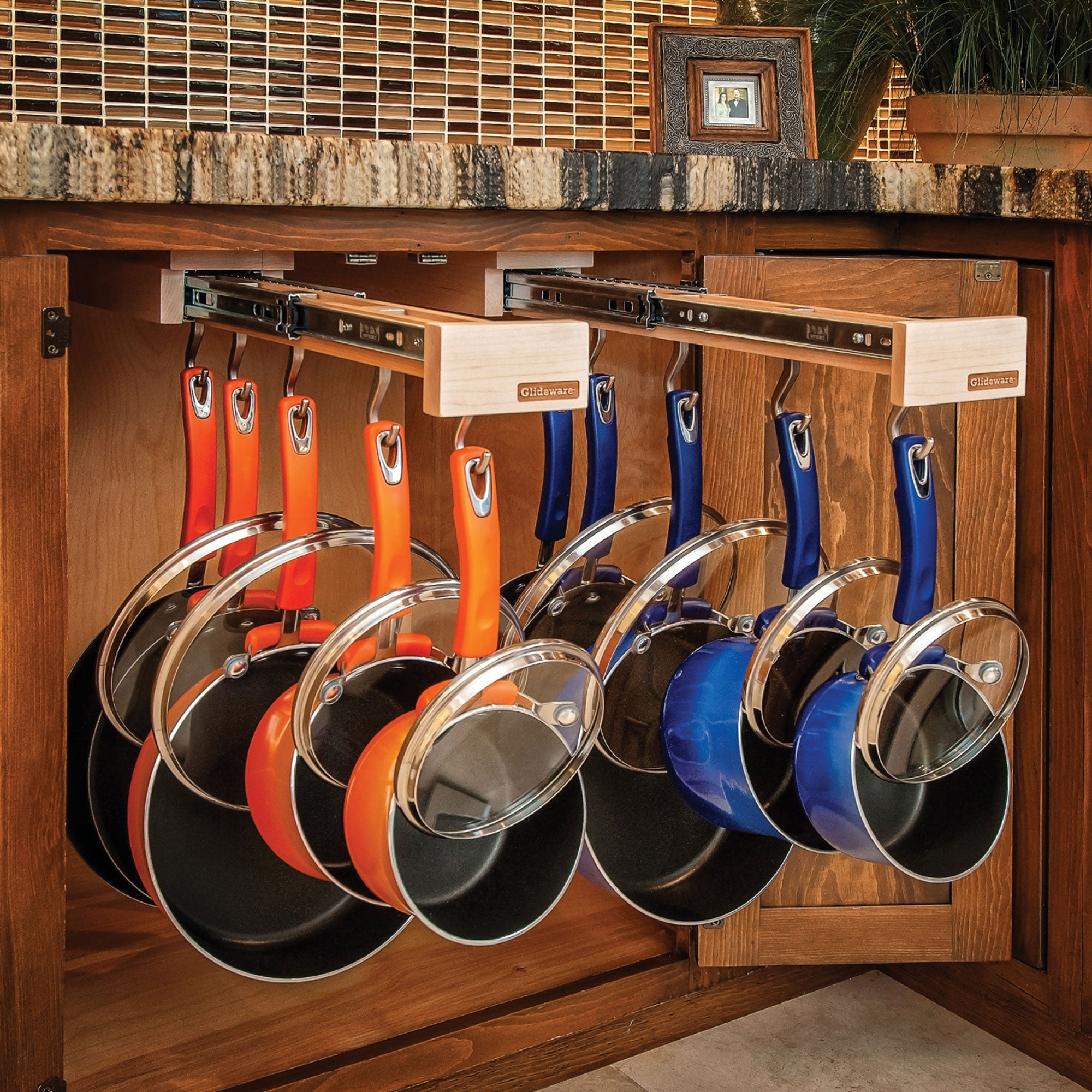 Rev-A-Shelf Pullout Organizer Hooks w/Ball Bearing Slide System, 2 Pack, Natural - VMInnovations