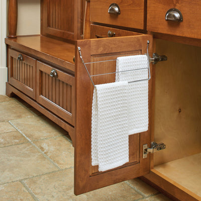 Rev-A-Shelf Kitchen & Bathroom Undersink Door Mount Towel Bar, 2 Pack, Chrome - VMInnovations