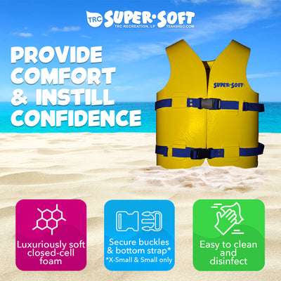 TRC Recreation Super Soft Child Life Jacket Safety Vest, Medium, 2 Pack, Yellow - VMInnovations
