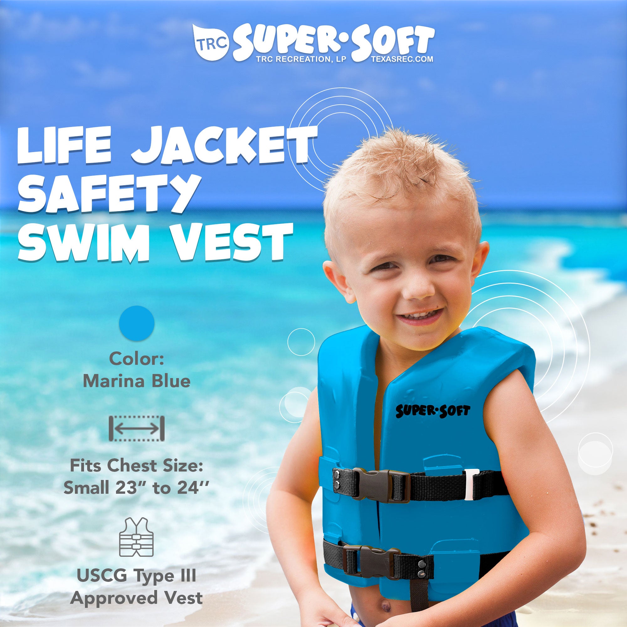 TRC Recreation Super Soft Child Life Jacket Safety Vest, Medium, 2 Pack, Blue - VMInnovations