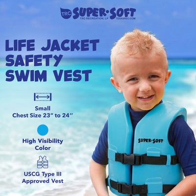 TRC Recreation Super Soft Child Life Jacket Safety Vest, Medium, 2 Pack, Blue