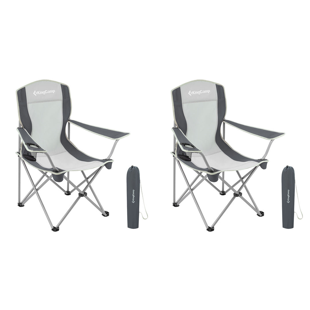 KingCamp Lightweight Foldable Outdoor Camping Lounger Chair, 2 Pack, Black/Grey