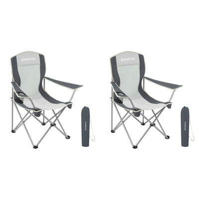 KingCamp Lightweight Foldable Outdoor Camping Lounger Chair, 2 Pack, Black/Grey - VMInnovations