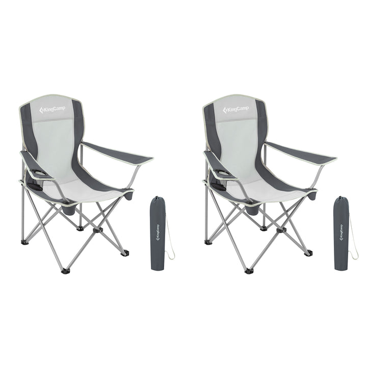 KingCamp Lightweight Foldable Outdoor Camping Lounger Chair, 2 Pack, Black/Grey