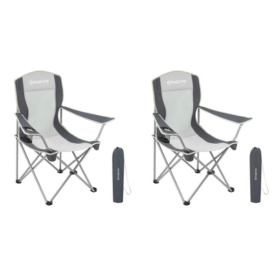 KingCamp Lightweight Foldable Outdoor Camping Lounger Chair, 2 Pack, Black/Grey