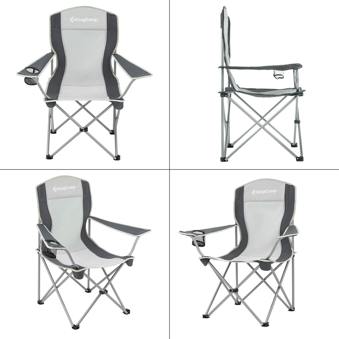 KingCamp Lightweight Foldable Outdoor Camping Lounger Chair, 2 Pack, Black/Grey