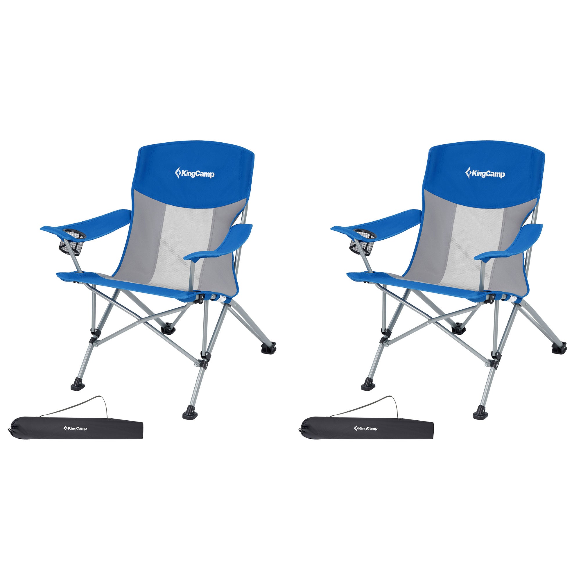 KingCamp Lightweight Foldable Outdoor Camping Lounger Chair, 2 Pack, Blue/Grey - VMInnovations